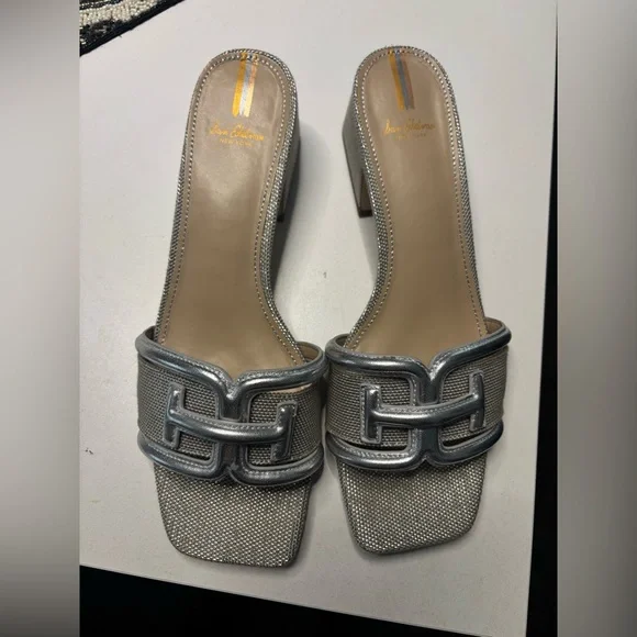 Sam Edelman Silver Textured Mules - Picture 1 of 7